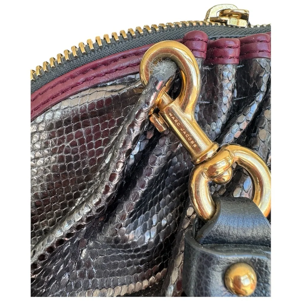 Authentic MARC JACOBS Anthracite Python Capra GM Clutch Shoulder Bag - Picture 15 of 16